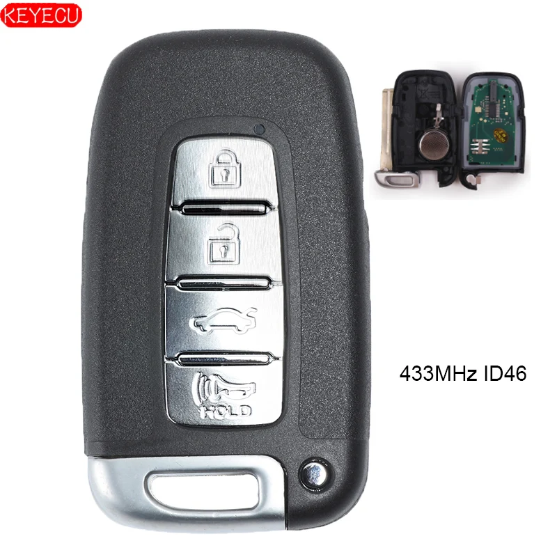 KEYECU умный дистанционный ключ без ключа Fob 4 кнопки 433 МГц ID46 чип для hyundai I30 IX35
