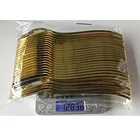 Набор одноразовых пластиковых столовых приборов золотого цвета, набор столовых приборов из золотой бронзы, нож, вилка, ложка, набор посуды для дня рождения