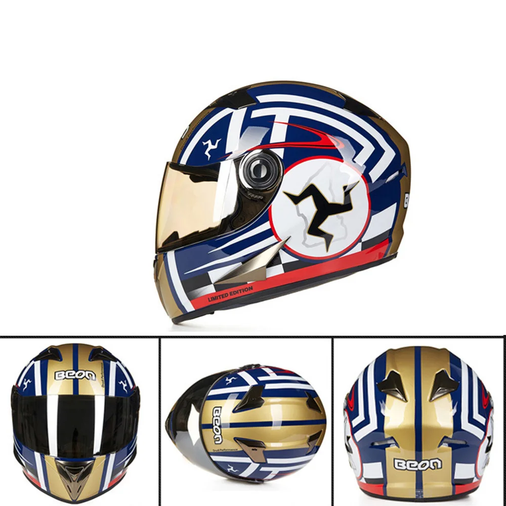 BEON мотоциклетный шлем Полнолицевой мото для верховой езды ABS мотогонок Casco Moto