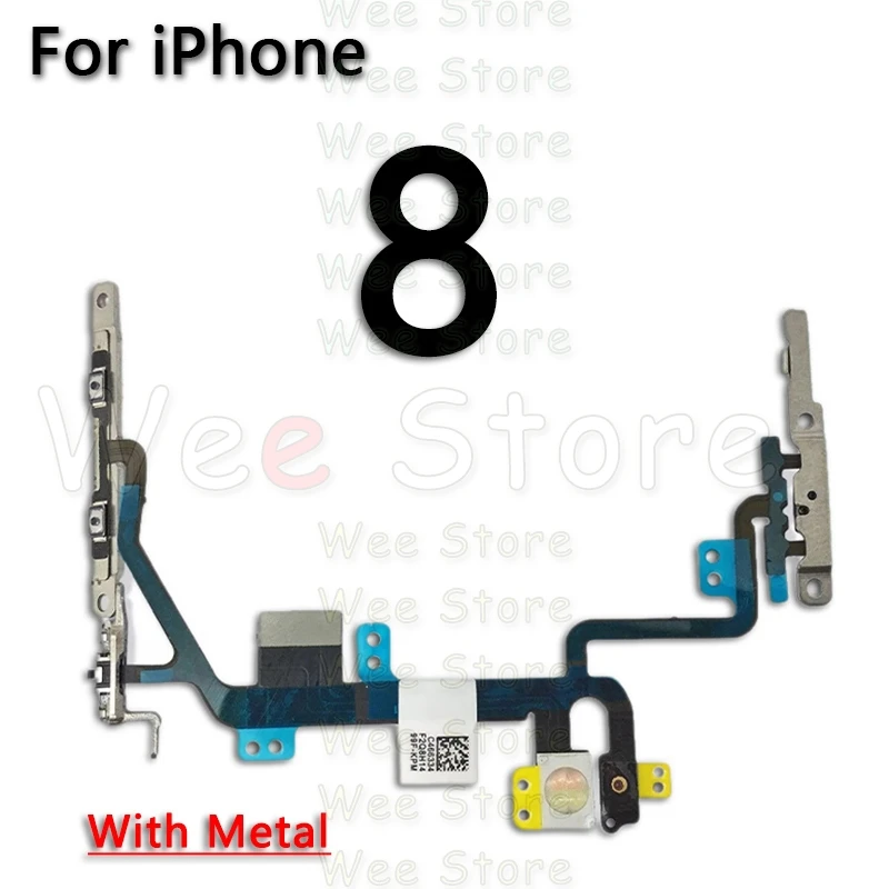 Высокое качество для iPhone 6, 6s, 7, 8 Plus, 5, 5S, SE, 5C, кнопки отключения звука и громкости, гибкий кабель с металлическим держателем, запчасти - Color: For iPhone 8