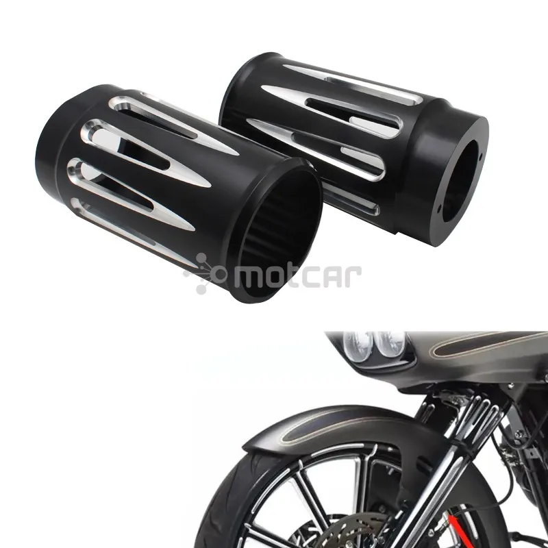 

Мотоциклетная черная алюминиевая передняя крышка вилки с ЧПУ для Harley Touring Road King Electra Street Glide Trike 1986-13 2012, 1 пара