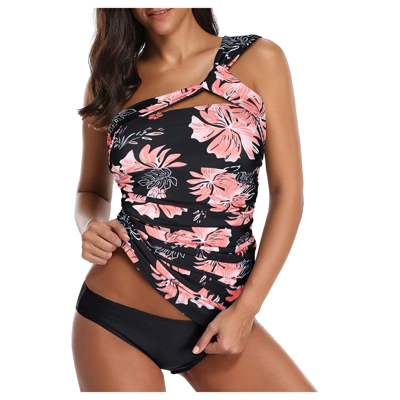 

Swimsuit Women 2 Pieces Flower Printed Bikinis For Women High Waisted Swimwear Push-Up Bathing Suit купальники женские 2021
