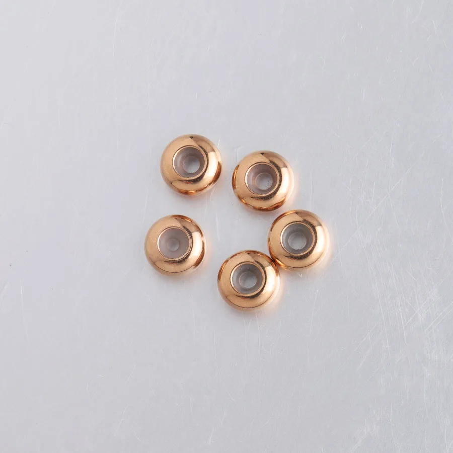 8mm rose gold color Fnixtar DIY бисера распорка из нержавеющей стали бусины с резиновым сердечником внутри позиционирования пробки бусины 8 мм 100 шт./лот - Цвет: 8mm rose gold color