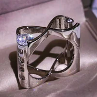 unique irregular geometric crystal ring inlaid zircon rhinestone ring for men male party wedding engagement jewelry