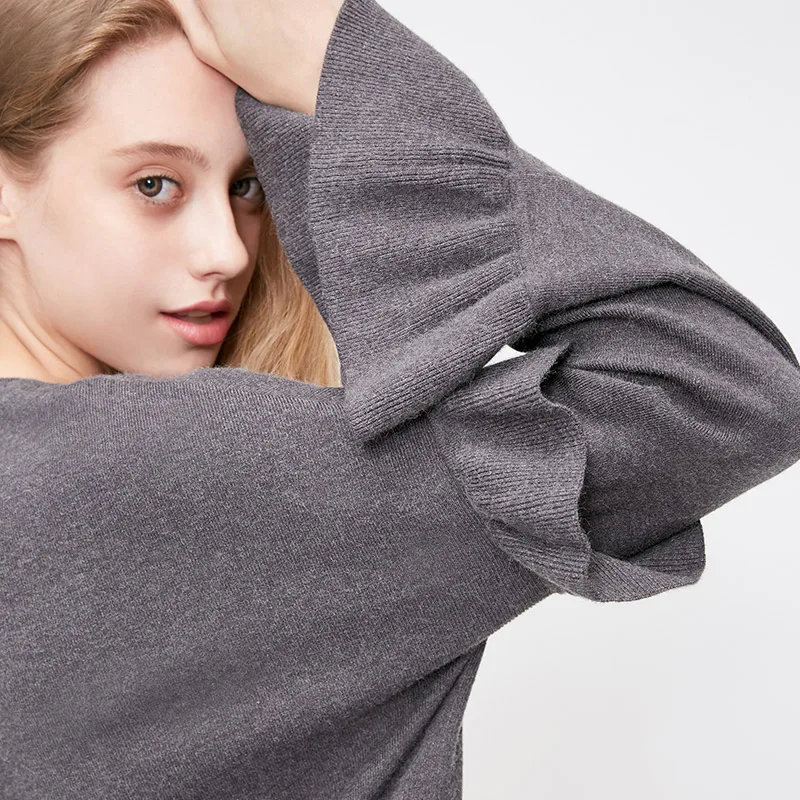 Vero Moda Новое поступление женские расклешенные рукава v-образным вырезом свободный крой гофрированные трикотажные | 318324523