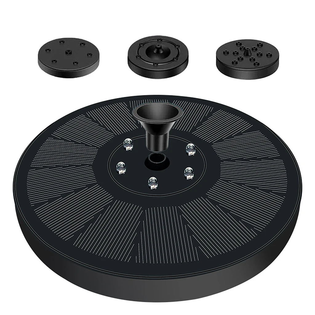 

7V Solar Panel Fountain Pump LED Lights Outdoor Bird Bath With 3 Nozzle Landscape Pond Pool Spray Water Cycling Decor