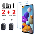Закаленное стекло 4 в 1 для Samsung Galaxy A51, A71, A52, A72, зеркальная защита экрана, пленка для объектива камеры Samsung A31, A21S, A12, A41, стекло