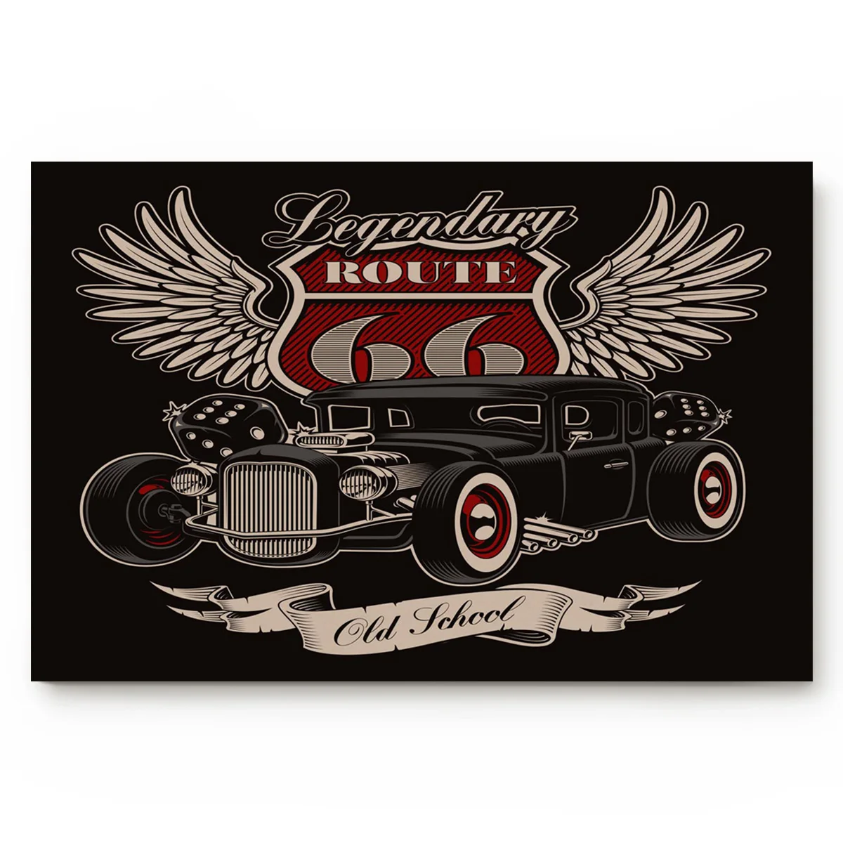 Противоскользящий коврик для ванной и кухни автомобильный ретро с изображением