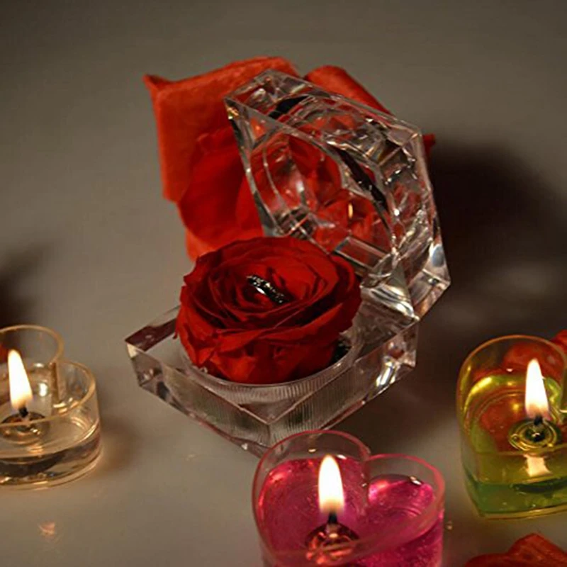 Ручная работа консервированная роза с акриловой Хрустальная коробочка для