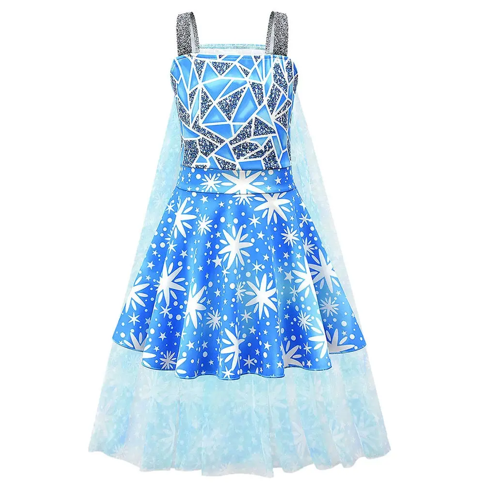 

Elsa Princess Dress Summer Children‘s Mesh Suspender Dresses Halloween Show Costume Girls Birthday Gift