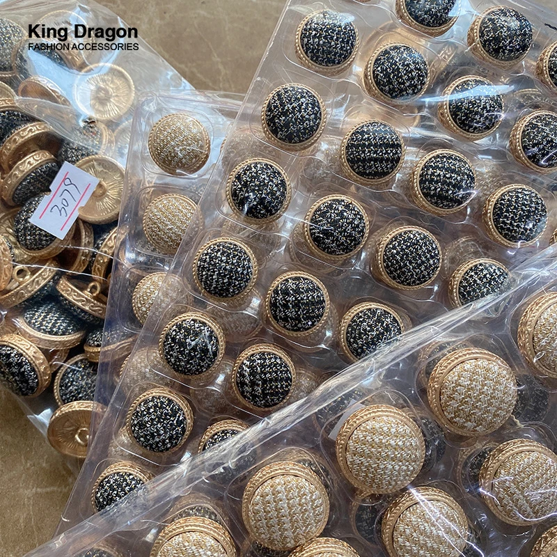 Новое Поступление Золотые круглые тканевые металлические пуговицы для