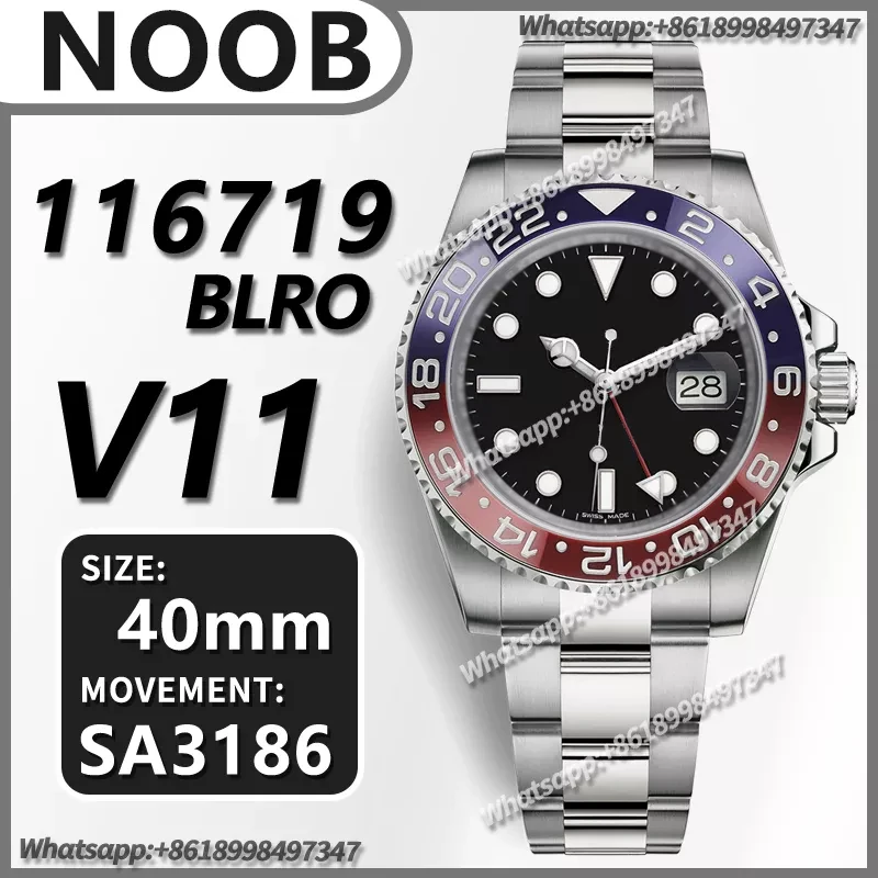 Мужской автоматический механический 40 мм GMT Master II 116719 BLRO красный/синий