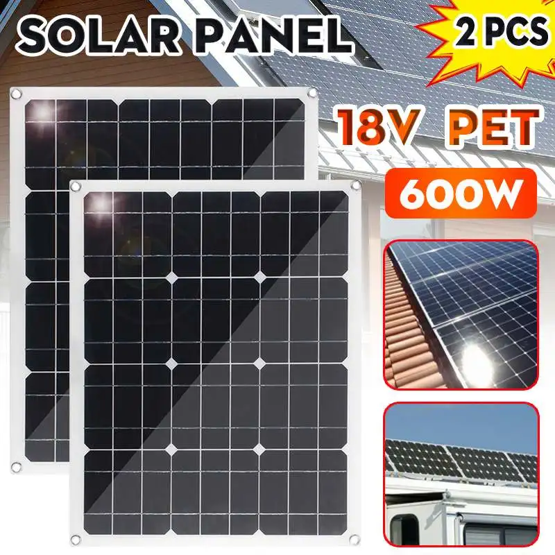 

Solar Panel 600W 300W 18V Monocrystalline PET Flexible Solar Panel Kit Complete For Home Solar Smartphone Car RV Battery Charger
