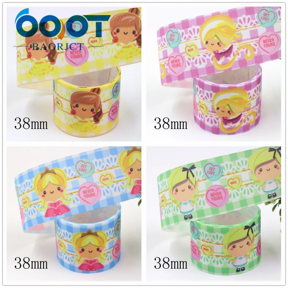 OOOT BAORJCT I-19809-1831, 38 мм 10 ярдов мультфильм термотрансферные печатные корсажные ленты, ленты ремесла, лук крышка DIY аксессуары