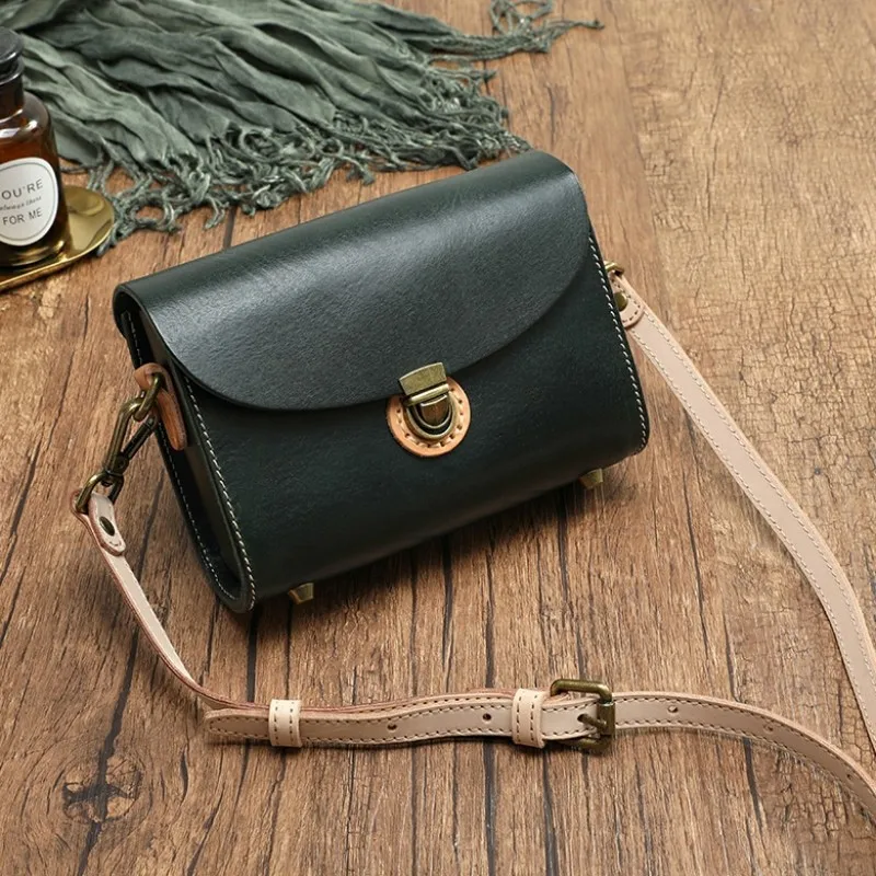 

Genuine Leather Handbag For Women Retro Satchels Small Bags Casual Single Crossbody Bag Female Casual Versatile Solid Handbags