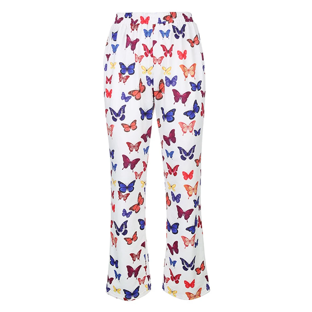 

Casual Elastic High Waist Butterfly Print Sweatpants Women Harajuku Loose Straight Trousers Women Pantalon Femme