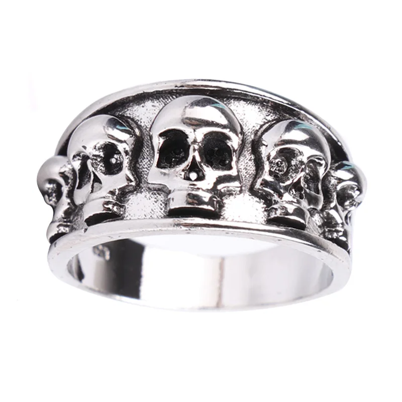 

Personality Men's Fashion Stainless Steel Skull Band Ring Hip Hop Punk Gothic Engagement Jewelry Rings Size 6-13 for men gift