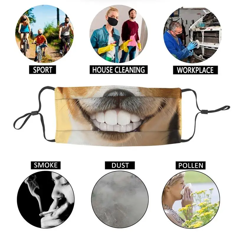 

Jack Russell Terrier Dog Funny Meme Reusable Mouth Face Mask Men Smile Teeth Anti Dust Mask Protection Cover Respirator Muffle