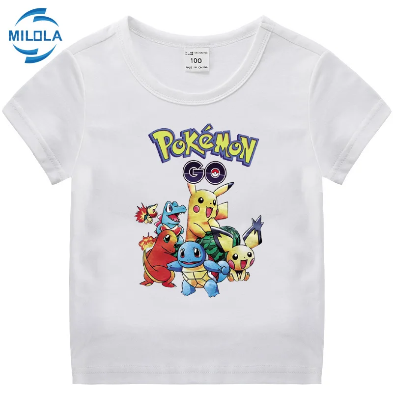 Футболки Takara Tomy с принтом покемон Пикачу хлопковые детские рубашки Мультяшные
