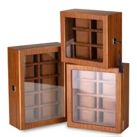 568101218 grids watch box wooden matte wood grain watch storage box with lock for men watch mall window display box