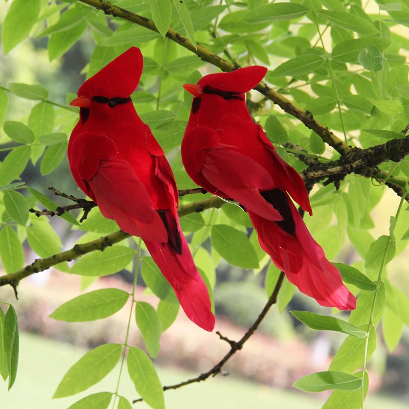 Красное бархатное пенопластовое перо птица искусственная имитация кардинала