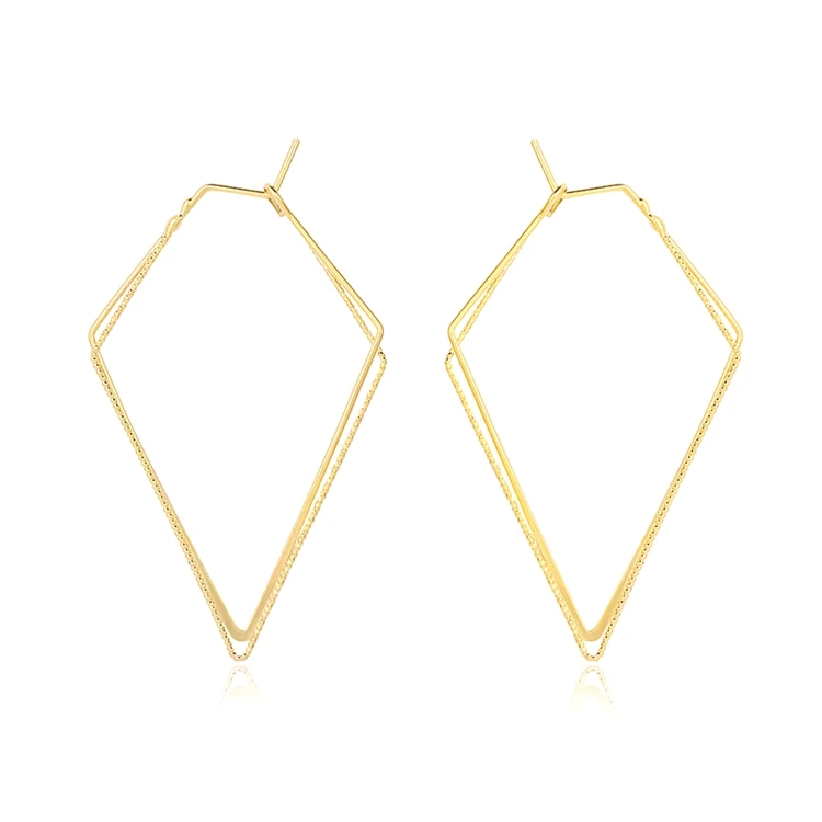 2019 корейские новые эффектные геометрические серьги с ромбовидным узором золотые