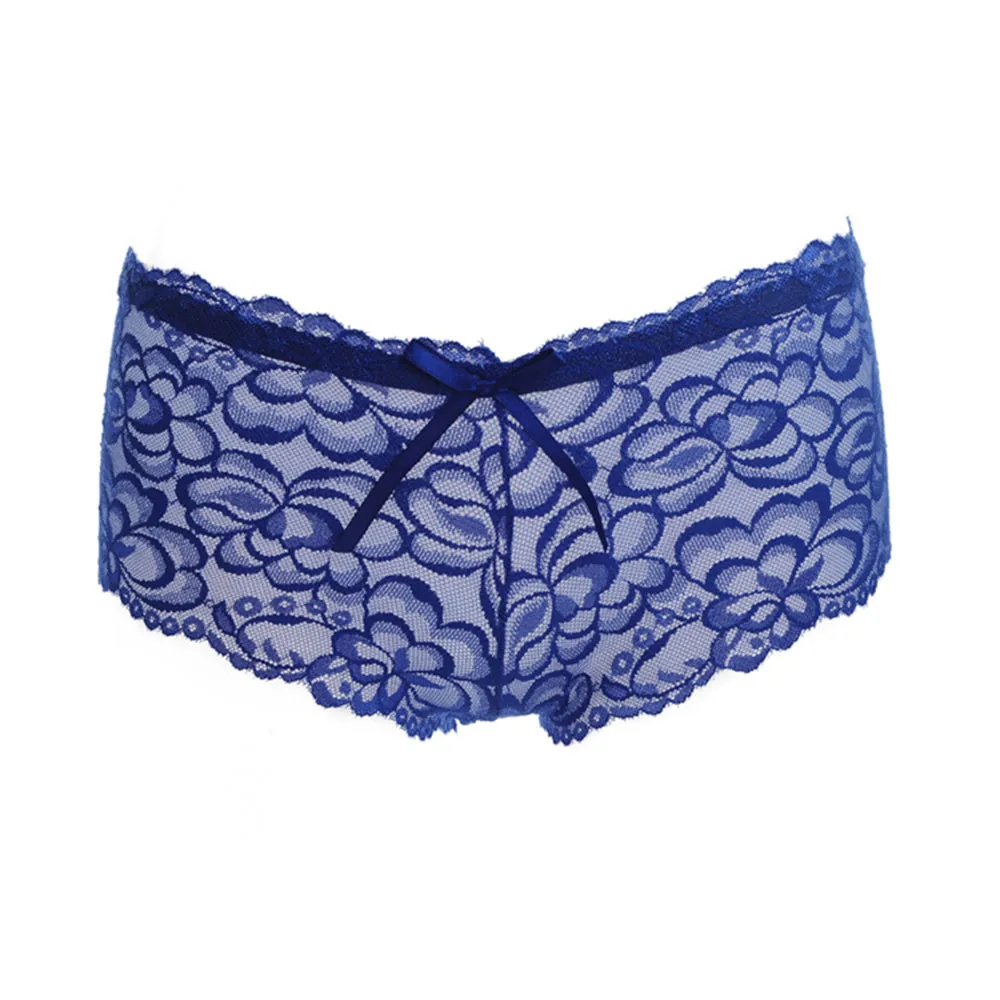 Женские кружевные трусики с открытой промежностью сетчатые вышивкой короткое