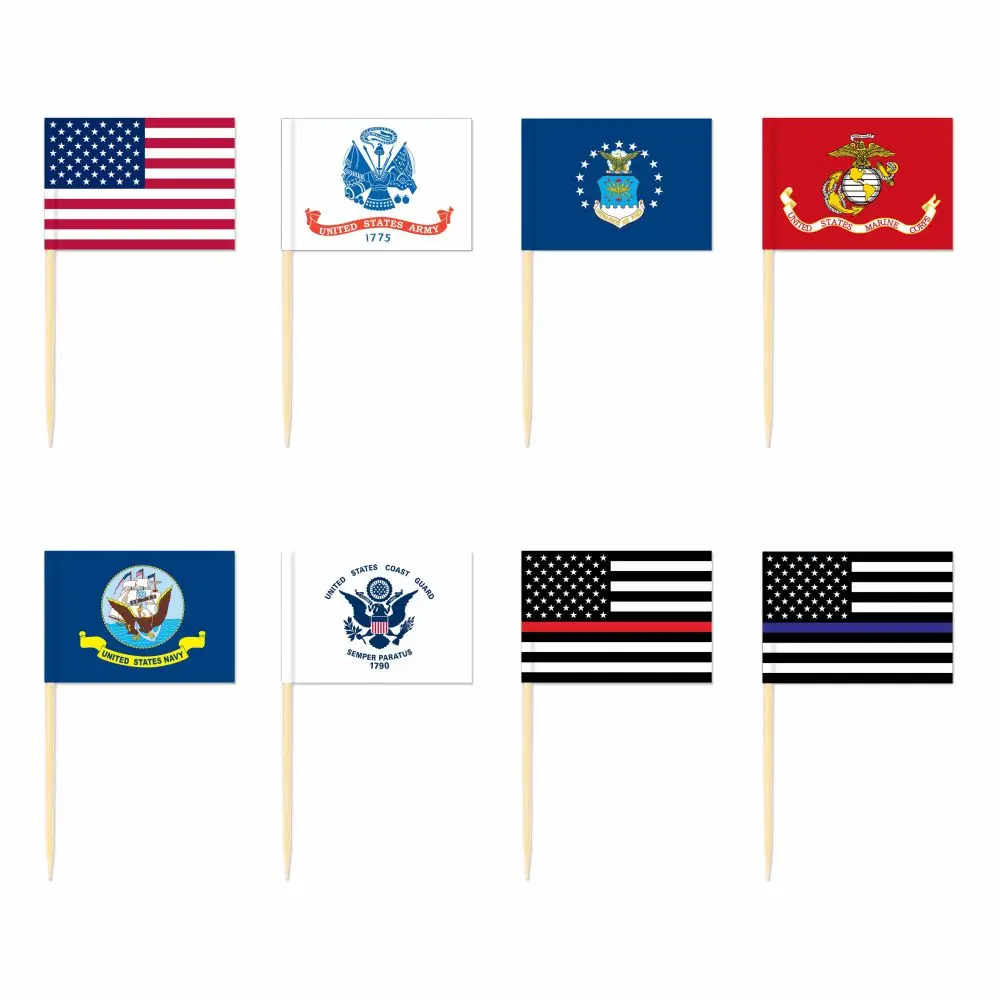 

America Army Police Toothpick Flag United States Coast Guard 3.5X2.5CM Cake Topper Party Cupcake Wedding Dessert Decorations