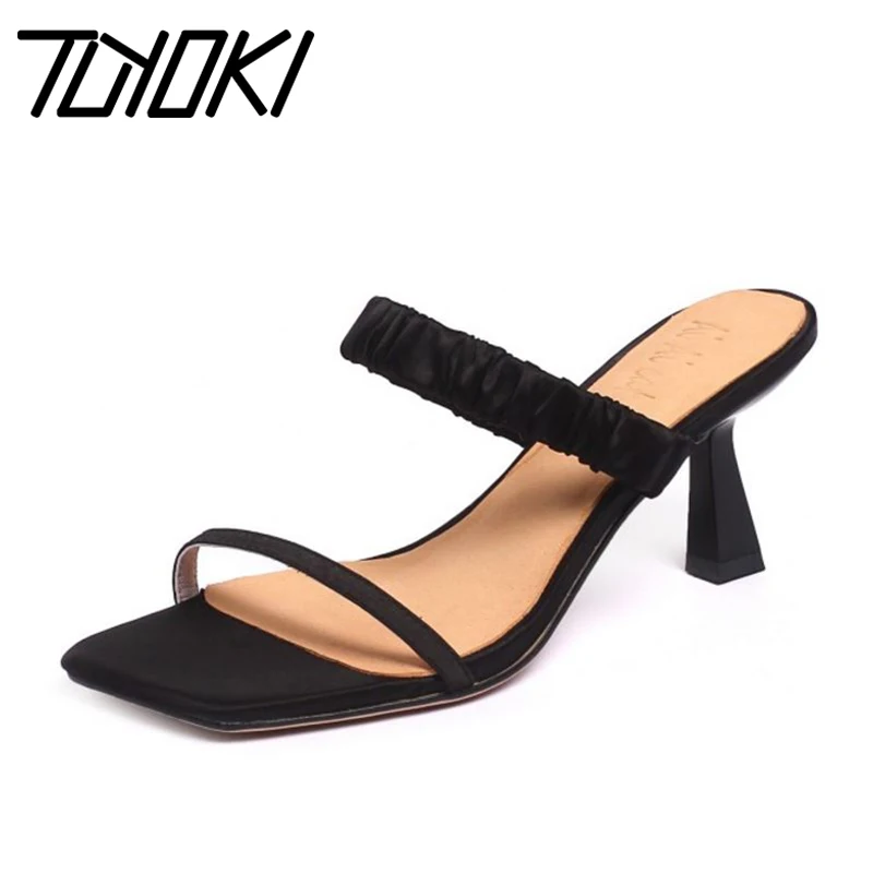 

Tuyoki Women Sandals Peep Toe Strange Heels Solid Color Slingbacks Mature Club 2021 New Arrival Summer Footwear Size 34-40