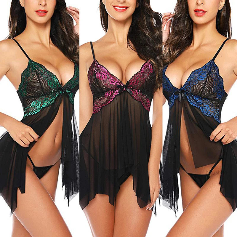 

Сексуальное нижнее белье, женское нижнее белье, кружевные костюмы Babydoll, прозрачная Пижама, ночное белье, Lenceria Sexi Exotic Apparel