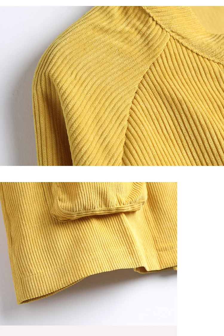 

New Harajuku Corduroy Jackets Women Winter Autumn Overcoats Female Cute Solid Color Clothing special design tooling pocket tops