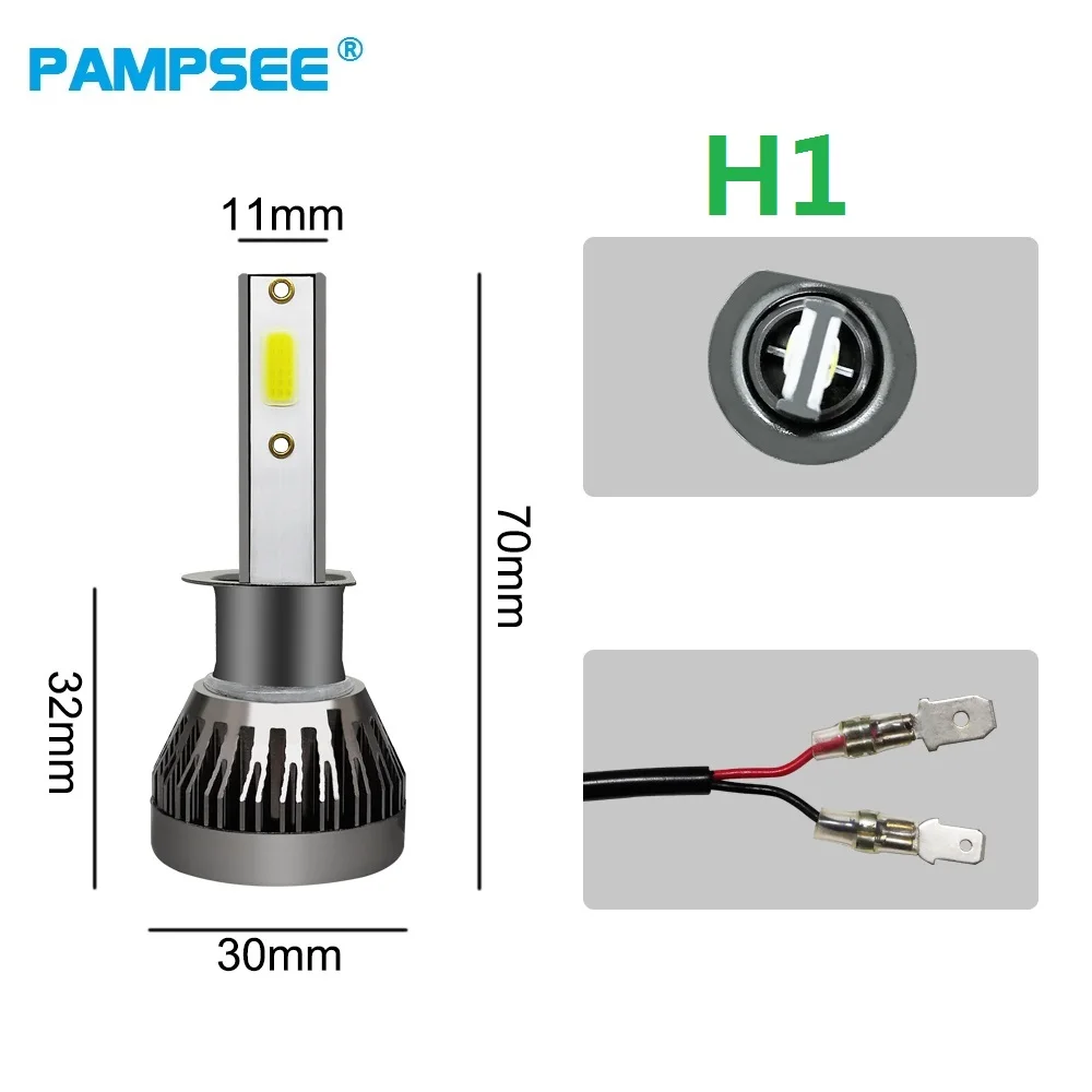 PAMPSEE 2 шт Мини H7 H4 светодиодный лампы фар автомобиля H11 H1 H8 H3 H9 9005/HB3 9006/HB4 9007 подол короче спереди и длиннее сзади) луч 80 Вт 10000LM авто фары светодиодный s