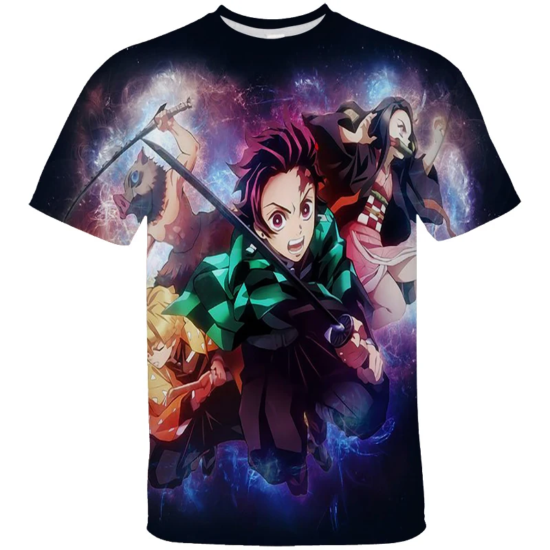 

2021 Summer Men's T-shirt Demon Slayer 3D Print Anime Clothes Hip Hop T shirt New Women Comic Kimetsu no Yaiba T-Shirt For Teens