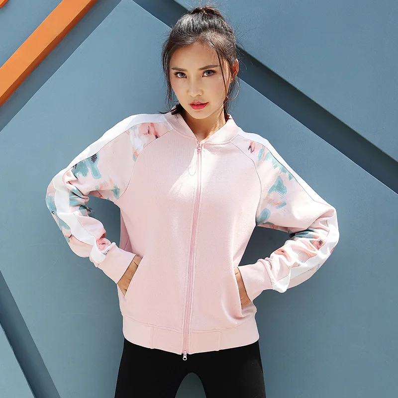 ESHINES розовый спортивная куртка с капюшоном и застежкой молнией куртки