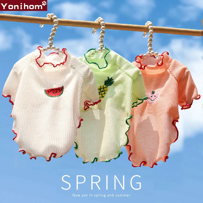 

Fruit Pet Dog Vest Cottom Summer Dog Clothes Ruffle For Puppy Breathable Cool Vest Chihuahua Yorkshire Dogs Costume Outdoor