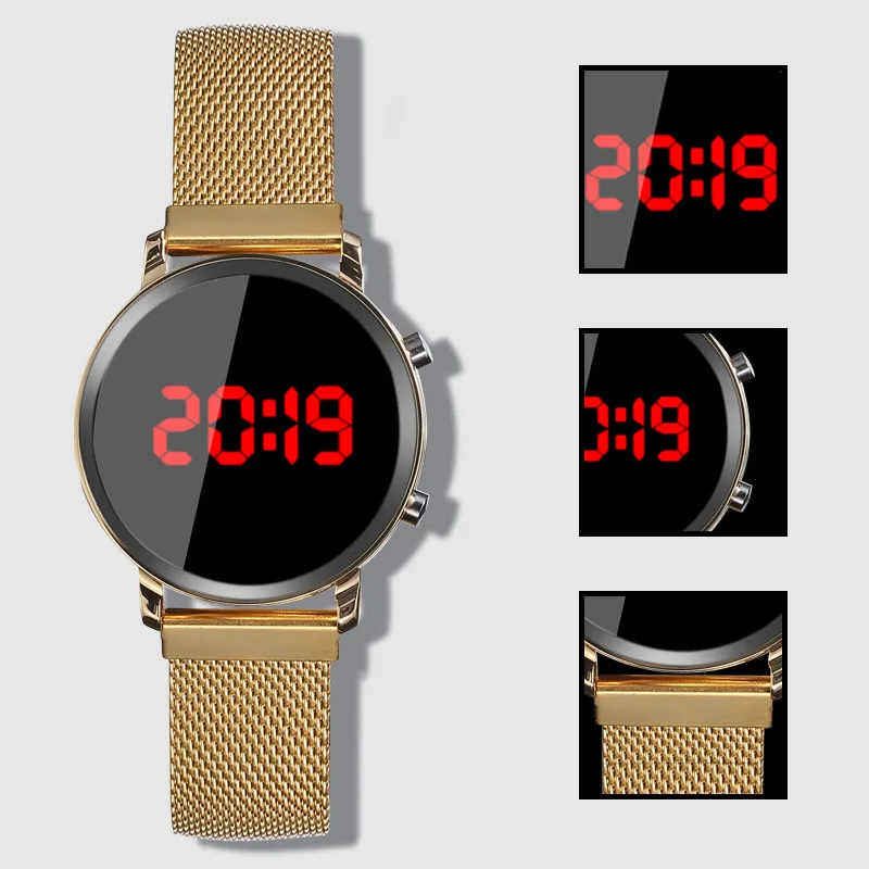 New LED Watch Women Watches Stainless Steel Female Watch Electronic Clock Men Digital Watches Wristwatch Mens Relogio Feminino