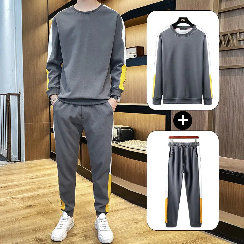 

2020 suit men's spring autumn leisure sports suit men's Korean fashion youth loose long sleeve pants sweater