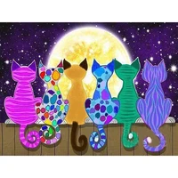 5d diy moon cats picture style square diamond painting colorful handmade cross stitch embroidery mosaic home room wall decor