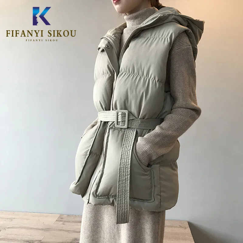 Осень зима 2020 женский жилет с капюшоном высококачественный модная повседневная