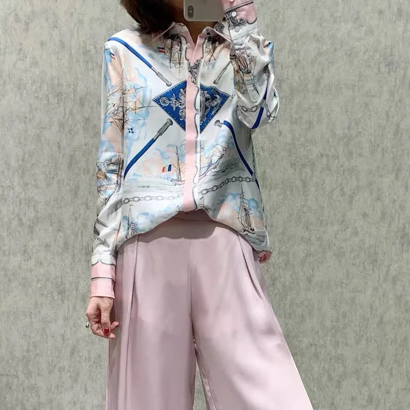 CHICLADY Сезон весна-осень Женская блузка дворец Стиль хит Цвет с длинным рукавом и