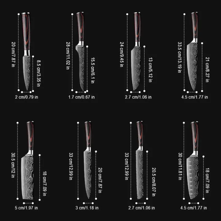 DEKO Kitchen Knives Set Sharp Professional Chef Knives 4CR13 Boning Damascus Japanese 7CR17 440C High Carbon Stainless Steel image 4