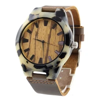dropshipping engraved mens wood watches wholesale quartz fashionable zebra wood dial acetate wristwatches