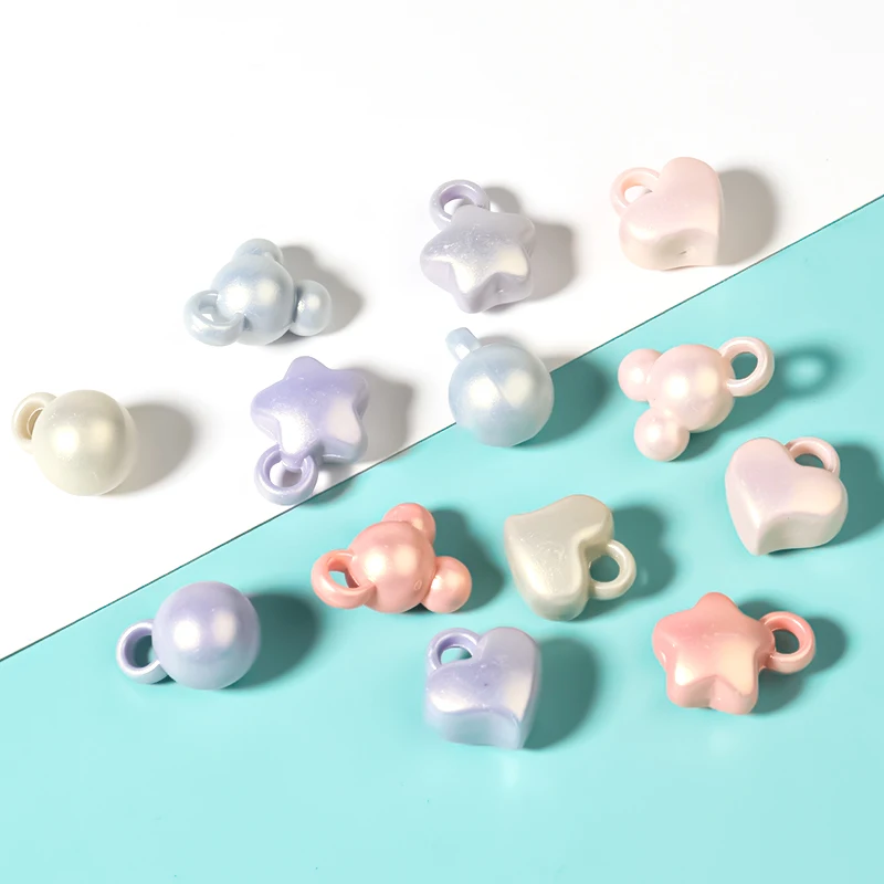 

100Pcs/Lot 12-18mm Acrylic charm Beads Mix Color Star Ball Heart Round Shape For Jewelry Making Handmade Diy Bracelet Accessorie