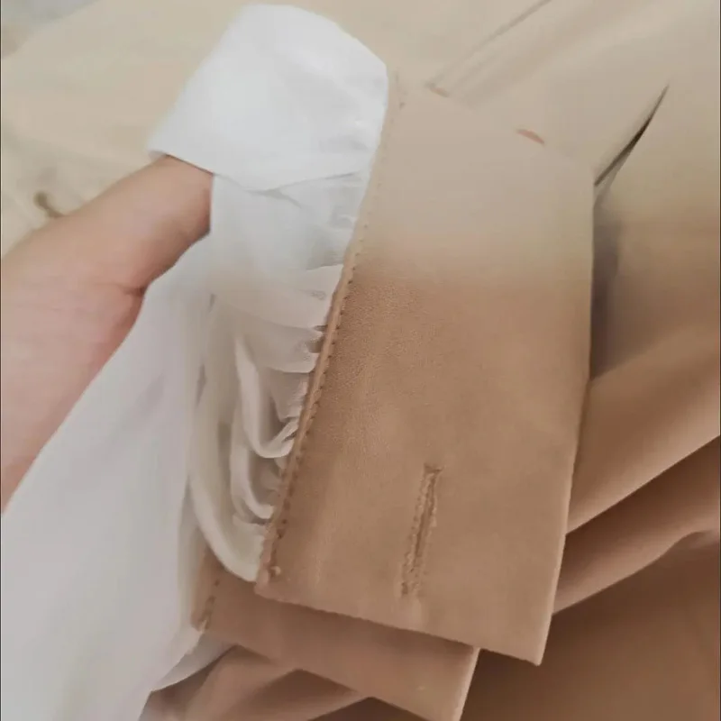 

Fahion Chic Slim Suit Dress With belt Women Elegant Lantern Sleeve Party Dresses Ladies Autumn Patchwork Fake two piece Dress