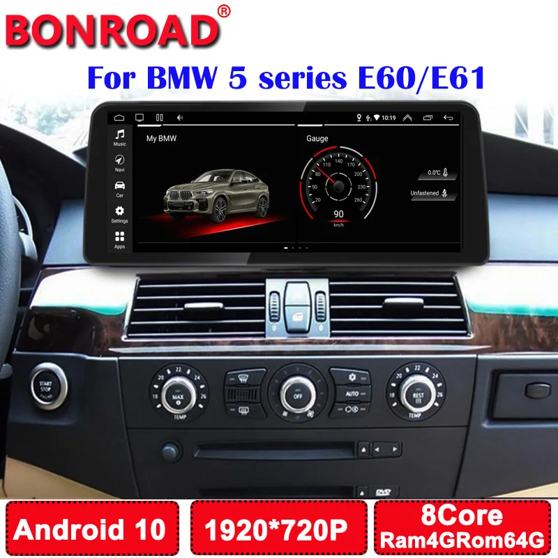 

Bonroad 12,3 ''1920*720P IPS экран Android 10 Автомобильный мультимедийный плеер для BMW Серия 5 E60/E61 CCC CIC автомобильный радиоэкран