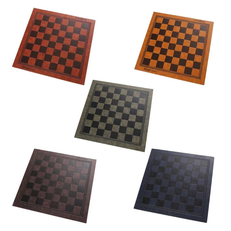 

Тисненый дизайн, кожаный международный шахматный коврик для настольных игр, шашки, универсальная шахматная доска, подарок на день рождения