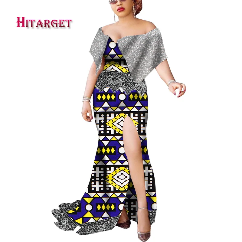 Комплект из обуви в африканском стиле платья для женщин Разделение и пайетками