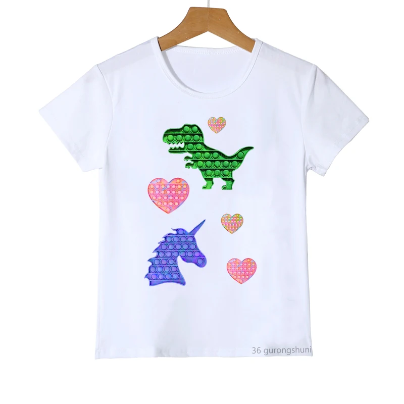 

New Unzip Game Funny поп ит Pop It T-Shrit Try T Shirt Horse Dinosaur Love Print Boys Girls Kids Clothes Children Clothing