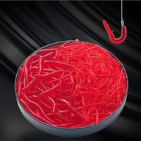 50pcs 100pcs lifelike red worm soft lure 35mm earthworm fishing silicone artificial bait fishy shrimp additive bass car