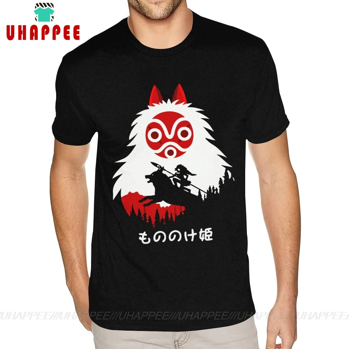 Мужская футболка с коротким рукавом Port Princess Mononoke Hayao Miyazaki черная белая 5XL|Мужские